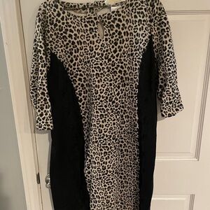 Leopard Print Dress with Black Panels